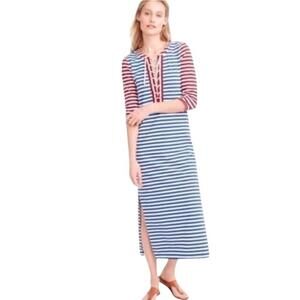 J.CREW Sammie Striped  Rope Maxi Dress Red White Blue 3/4 Sleeve Size XS #1097